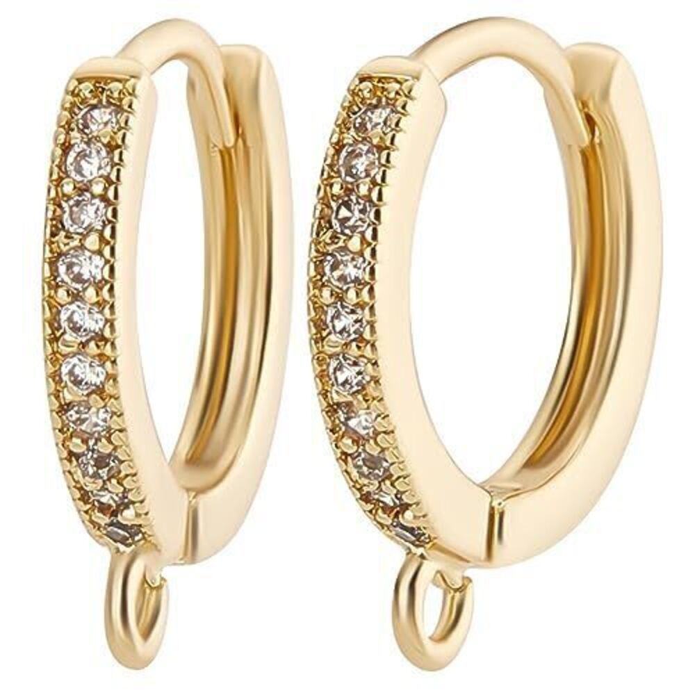 3156 1 Box 14Pcs Cubic Zirconia Leverback Hooks 18K Gold Plated Huggie Hoop